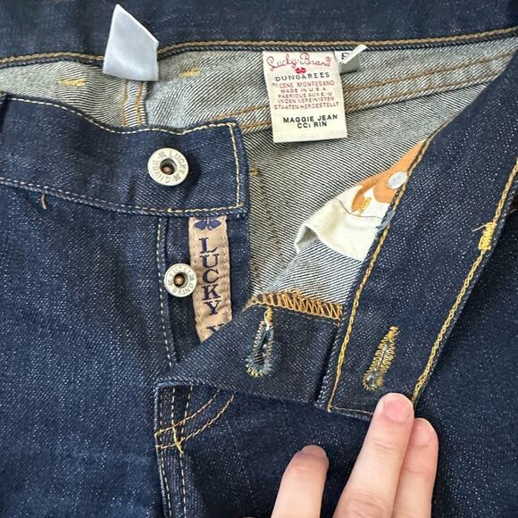 Lucky Brand Low Rise Flare Jeans, Size 4, Dark Blue Denim, Bell Bottoms - Picture 4 of 8